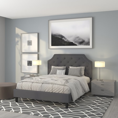 Flash Furniture Brighton Queen Platform Bed, Dark Gray SL-BK4-Q-DG-GG